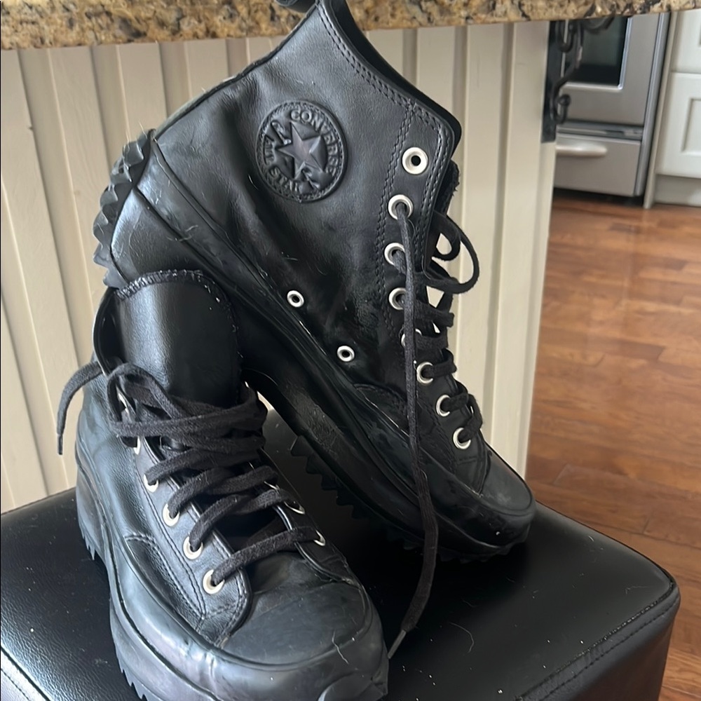 Black leather converse High-Top Sneakers